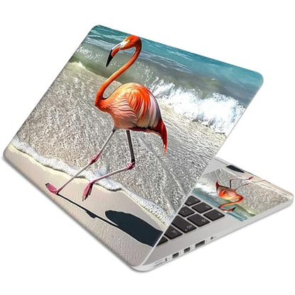 Laptop Skin Sticker 3-Piece Set,Flamingo | Trim-to-fit 3-piece vinyl set with one 15 x 10.6 in lid skin and two palm-rest decals for many 12-15.6 in laptops - color: Flamingo