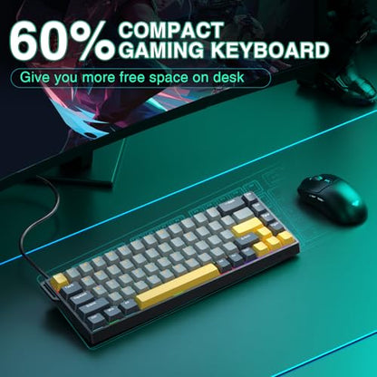 AULA WIN68 HE MAX - Hall Effect Gaming Keyboard with Magnetic Switch, Adjustable Actuation Fast Trigger Mode, 8KHz Polling Rate, RGB Backlit Wired Mechanical Gaming Keyboard 60 Percent - color: Grey&Yellow-Max Version
