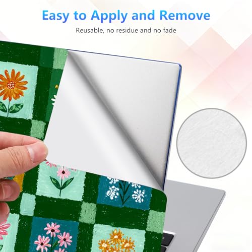 Laptop Skin Sticker Decal 15-15.6 Inch with Cute Mouse Pad, Universal Reusable Vinyl Sticker for 12.1 13 13.3 14 15.4 Inch Netbook and Notebook PC, Green Small Flowers - color: Green Small Flowers