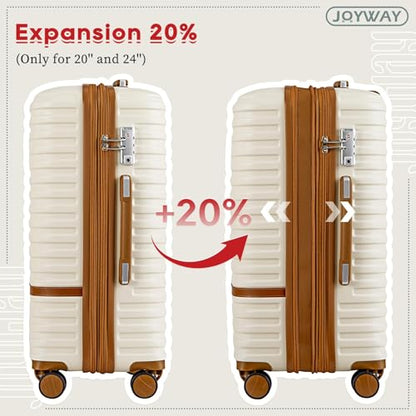 Joyway Expandable Carry on Luggage Sets Airline Approved Luggage Sets 3 Piece,Suitcases with Wheels, Lightweight ABS Hard Shell 20 Inch Suitcase with TSA Lock Spinner Wheels (Carry on luggage，White) - color: White, size: Carry on luggage