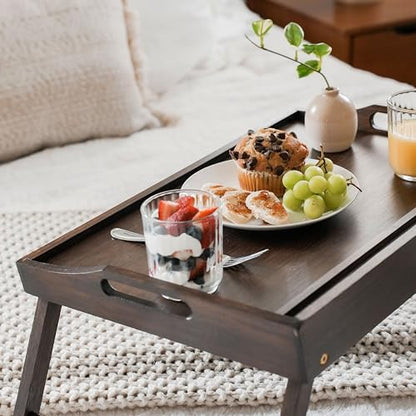 ROSSIE HOME Large Wood Bed Tray – Java Bamboo, Fits 15.6” Laptops - color: Java Bamboo, size: Large