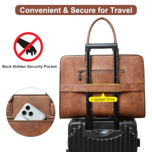 Laptop Bag for Women,Water-Resistant Work Bag Laptop Tote Bag,Briefcase with Satchel Purse - color: Brown