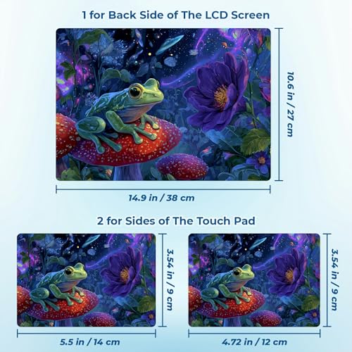 Reusable Universal Laptop Skin Sticker, Cut to Fit for 11.6–15.6 Inch Laptops, Waterproof Protective Film, No-Residue - Cosmie Garden Frog - color: Cosmie Garden Frog