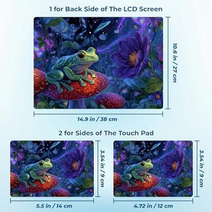 Reusable Universal Laptop Skin Sticker, Cut to Fit for 11.6–15.6 Inch Laptops, Waterproof Protective Film, No-Residue - Cosmie Garden Frog - color: Cosmie Garden Frog