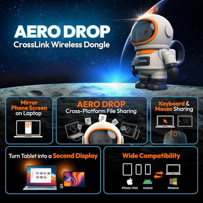 j5create AeroDrop CrossLink Wireless Dongle - Instant Share Files, Photos, Keyboard, Mouse, and Screen Between iPhone/iPad/Android and Windows Computer (JUAW22)