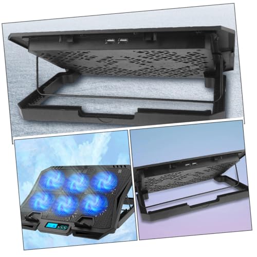 HOMSFOU Laptop Cooling Pad with 6 Quiet Fans 15.6 Inch Adjustable Speed Blue Light Laptop Stand Cooler for Gaming and Office Use