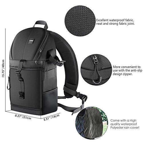 Neewer Professional Camera Case Sling Backpack for Nikon Canon Sony and Other DSLR Cameras and Lens,Tripod,Other Accessories,Durable Waterproof and Tear Proof Bag with Padded Dividers(Orange Interior) - style: Nw-xjb02s