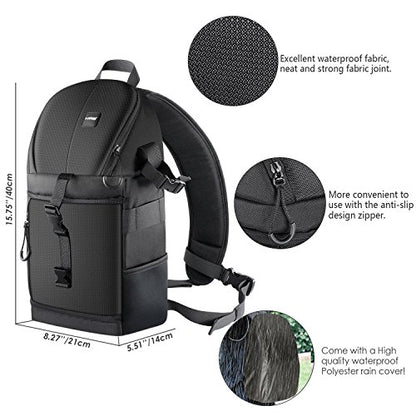Neewer Professional Camera Case Sling Backpack for Nikon Canon Sony and Other DSLR Cameras and Lens,Tripod,Other Accessories,Durable Waterproof and Tear Proof Bag with Padded Dividers(Orange Interior) - style: Nw-xjb02s