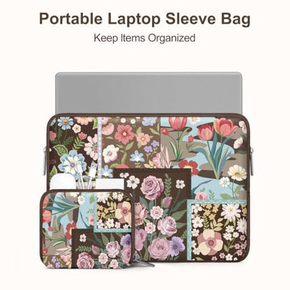 MOSISO Laptop Case 13.3 inch, 13-13.3 inch Laptop Sleeve Compatible with MacBook Air 13 13.6/Pro/Neo 13/Pro 14,HP Dell ASUS Lenovo,Spliced Flowers Neoprene Computer Sleeve Bag with Small Case,Brown - color: Brown, size: 13.3 inch