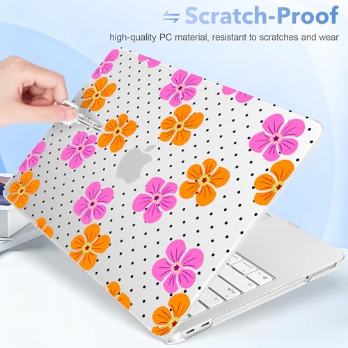 May Chen for MacBook Neo Case 13 inch 2026 | 100% Match Official Color | Pattern Printing, Anti-Crack & Scratch & Fingerprint | Protective Hard Shell Cases Model A3404 - Polka dots Abstract Flowers - color: Polka dots abstract flowers