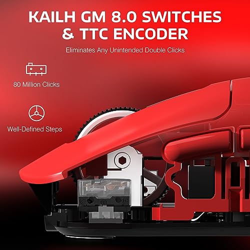 MANBASNAKE Attack Shark X3 49g Ultra-Lightweight Wireless Gaming Mouse, Red | Bluetooth 5.2/2.4G Wireless/Wired, PAW3395 Gaming Sensor, 26K DPI, 200h Battery Life, Programmable Buttons for PC/Mac/Win - color: Red