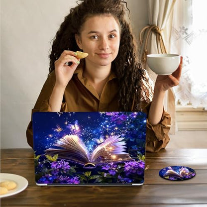 Laptop Skin Sticker Decal 15.6 Inch,12 13 13.3 14 15 15.6 in Laptop Netbook Skins for Notebook,Art Decal Removable Waterproof Scratch Resistant,Universal Vinyl Cover,Book Glitter Butterfly - color: Book Glitter Butterfly