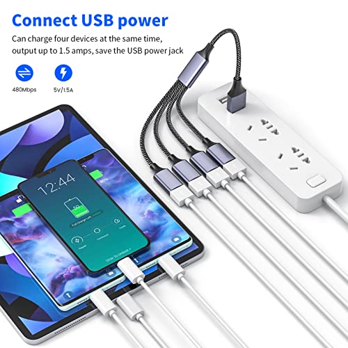 1 in 4 Out USB Splitter Cable 4 Port USB for Car, USB 2.0 Hub 2Pack - size: 2pack