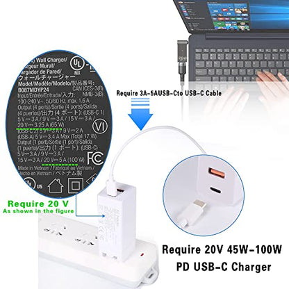 USB Type-C to 5.5mm Laptop Charging Adapter Male DC 5.5 x 2.5mm 65W or 100W Type-C GaN Wall Charger Converter Compatible with Asus Fujitsu Lenovo Notebook Q551L U56E X550C X551M R554L Q500A X555L