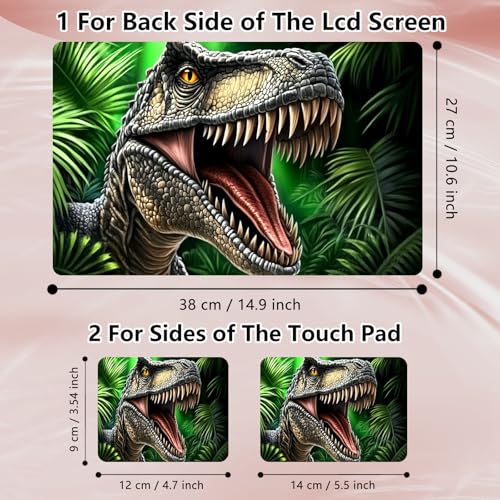 Laptop Skin Sticker Decal 12" 13" 13.3" 14" 15" 15.6",Waterproof Scratch Resistant Vinyl,Reusable Easy to Apply,for MacBook HP Dell Notebooks Netbooks Laptop,2 Wrist Pads,Dinosaur Green Forest - color: Dinosaur Green Forest