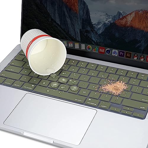 MOSISO Keyboard Cover Skin Compatible with MacBook Air 15 inch M3 M2 | A3114 A2941/Air 13.6 A3113 A2681/Pro 14/16 M4 M3 M2 M1, Army Green - color: Army Green