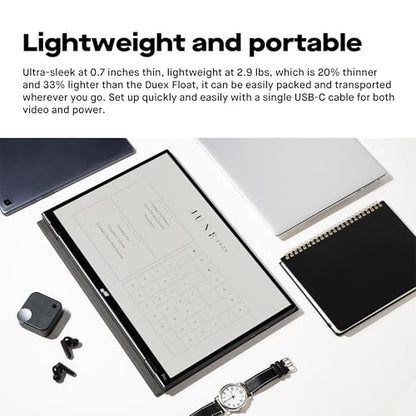 Mobile Pixels Duex Float 2 Pro 16" 2.5K Portable Laptop Monitor, Ultra-Thin Dual Laptop Screen Extender with Built-in Kickstand, USB-C/HDMI Plug and Play, Built-in Speakers, for Mac, Windows, Phone
