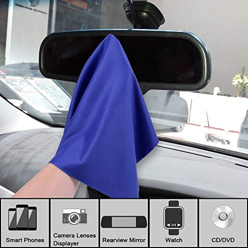 Wisdompro Extra Large 4-Pack Microfiber Cleaning Cloth For Laptop, LCD TV, Computer Screen, Monitor, Tablet, Camera Lens, Glass, Lenses, Phone, iPhone, iPad, other Delicate Surface - Blue (16x16 Inch) - color: Blue