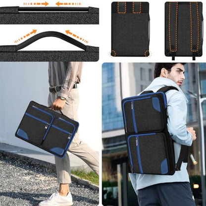 Hseok Laptop Case 15 15.6 16 inch Sleeve with Handle and Hidden Straps,Compatible with MacBook Neo 16",MacBook Pro Air 16" 15", 360°Protective PC Briefcase with 4 Pockets for Accessories,Blue - color: Blue