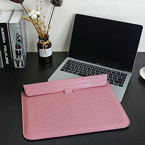 Laptop Bags Sleeve for MacBook Air 15 inch 2026-2023 A3448 M5 M4 M3 M2 Crocodile Grain PU Leather Flap Style Case Notebook Bag for Mac Pro 16 M1 A2485 2019-2026,Pro Retina 15 2012-2019, Pink - color: Pink