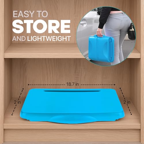 MAVOCRAFT Foldable Kids Lap Tray with Storage - Portable Lap Desk Kids & Adults - Kids Lap Desk for Breakfast in Bed, Serving Tray, Car Desk & Gaming (Blue) - color: Blue