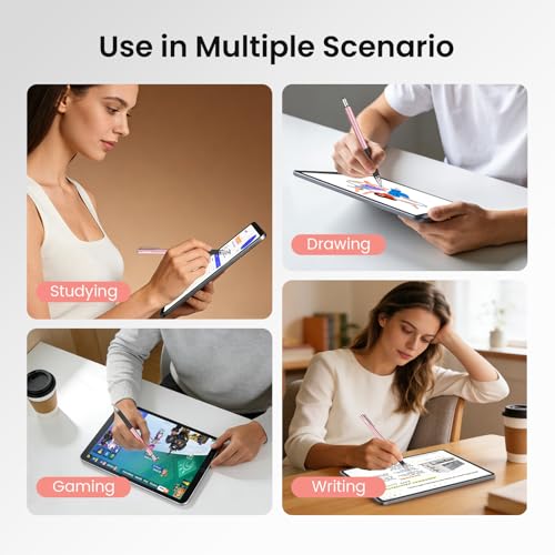 MEKO Stylus Pen for Touchscreen, 2-in-1 Universal Stylus | 6 Pack, MEKO 1st Generation Fine Fiber & Rubber Tips Stylus, High Precision with Clip, Compatiable with All Touch Screens - color: Rose Gold