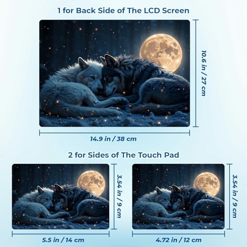 Reusable Universal Laptop Skin Sticker, Cut to Fit for 11.6–15.6 Inch Laptops, Waterproof Protective Film, No-Residue - Lunar Wolves - color: Lunar Wolves
