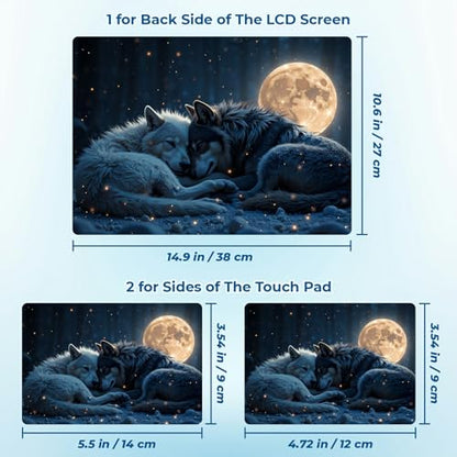 Reusable Universal Laptop Skin Sticker, Cut to Fit for 11.6–15.6 Inch Laptops, Waterproof Protective Film, No-Residue - Lunar Wolves - color: Lunar Wolves