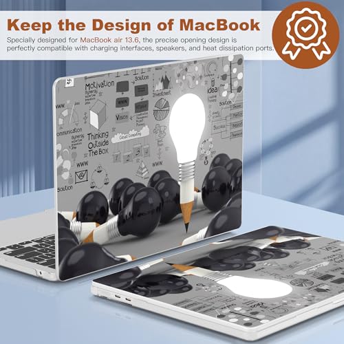 CISSOOK Compatible with MacBook Air 13 inch Case M2 M3 M4 M5 | A3449 A3240 A3113 A2681, 5in1 Set Hard Shell Case Keyboard Cover for MacBook Air 13.6 inch 2022 - 2026,Creative Bulb - color: Air13.6inch-Creative Bulb