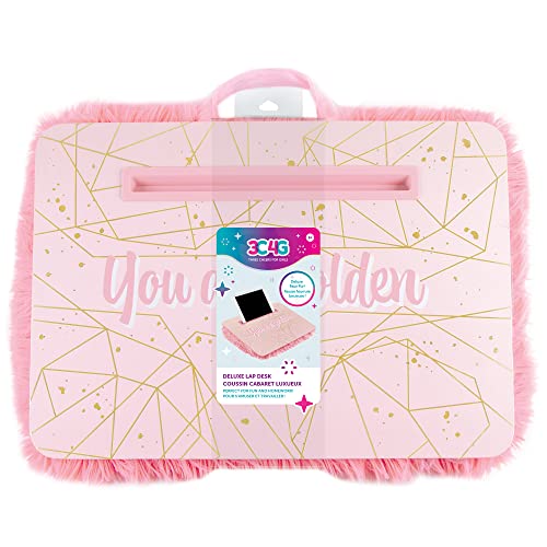 3C4G Pink & Gold Deluxe Fur Lap Desk, Take Tech on The Go, Includes a Media Slot that Perfectly Holds Tablets & Phones, for Ages 6 and up by Make It Real - style: Pink & Gold Fur