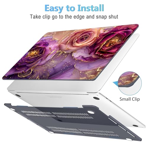 Mektron Case for MacBook Pro 16 Inch A2141 Cover 2019 Release 16" with Liquid Retina Display/Touch ID, Plastic Hard Shell with Keyboard Skin & Screen Protector & Dust Plug, Marble Flowers - color: Marble Flowers
