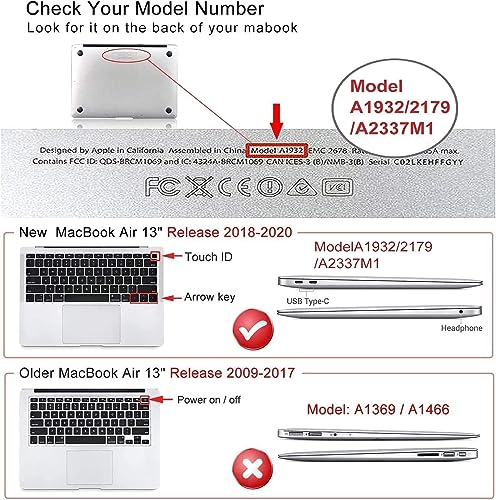 iCasso Compatible with MacBook Air 13 inch Case 2020-2018 Release M1 A2337 A2179 A1932, Elegant Floral Protective Hard Shell Case +Keyboard Cover + Screen Protector（White） - color: White Floral