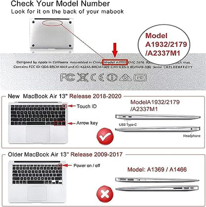 iCasso Compatible with MacBook Air 13 inch Case 2020-2018 Release M1 A2337 A2179 A1932, Elegant Floral Protective Hard Shell Case +Keyboard Cover + Screen Protector（White） - color: White Floral