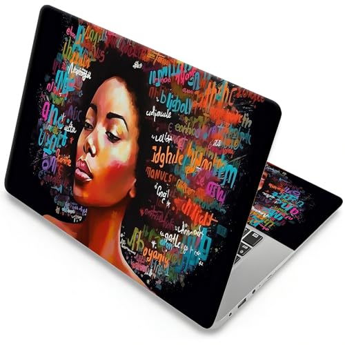 Universal Laptop Skin, DIY Cut-to-Fit Vinyl Cover Compatible with HP, Dell, Lenovo, Mac (13.3" to 15.6"), Anti-Scratch, No Residue & Bubble-Free Protective Decal Sticker, Afro Girl Graffiti - color: Afro Girl Graffiti