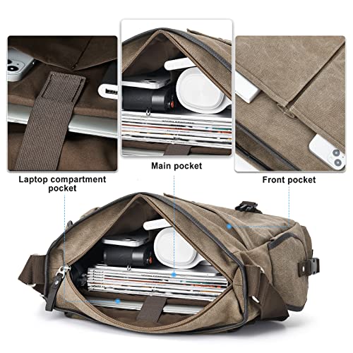 Messenger Bag Men,Waterproof Crossbody Bag,Satchel Shoulder Bag | Waterproof - color: A1-khakai-large