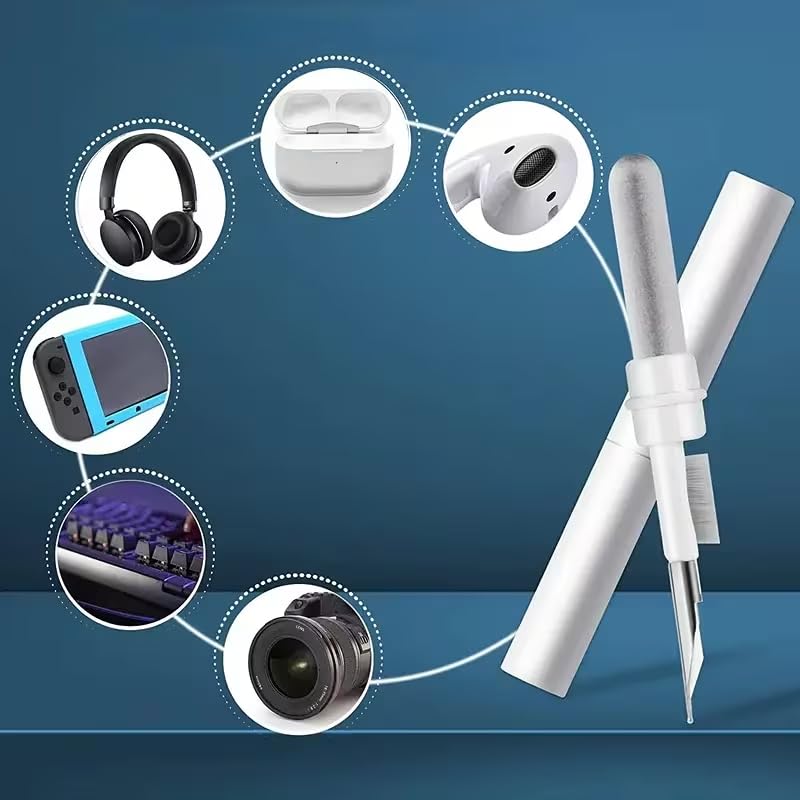 Electronic Cleaning Pen for Earbuds & Keyboards - Portable Precision Cleaning Kit for Earphone, Airpod, Laptop, Tablet, Phone, Computer, Switch & Camera Lens (White)