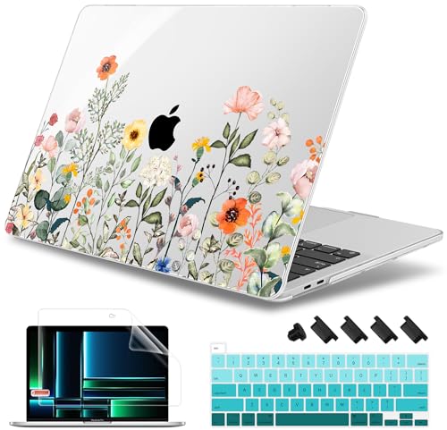 May Chen Case for MacBook Pro 13 inch M2 2023,2022,2021,2020 A2338 M1 A2251 A2289, Plastic Hard Shell Cover for MacBook Pro 13" with Touch Bar Fits Touch ID, Spring Flowers - color: Spring flowers