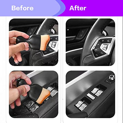 AOCISKA Car Interior Detailing Brush,Soft Bristle Cleaning Brush Car Detailing Brush Dusting Brush,Car Interior Cleaning Tool,Auto Detail Brush Car Dash Duster Brush (Pink with Cap) - color: Pink With Cap