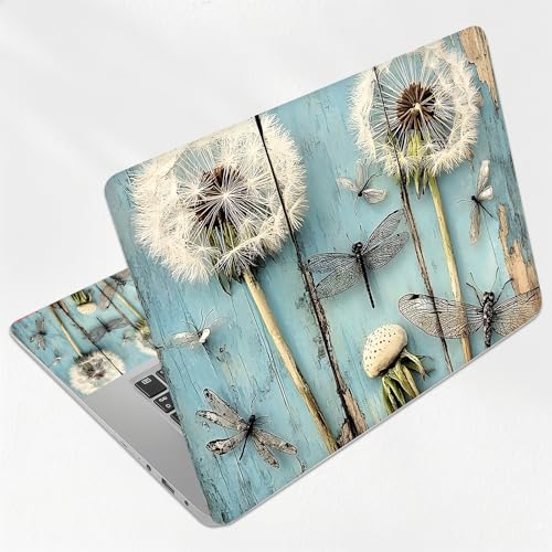Dandelion and Dragonfly Rustic Universal Laptop Skin Sticker 3PCS,Protective Decal Trim-to-Fit 11.6" 13.3" 14" 15.6" Laptop Vinyl Cover,Removable Anti-Scratch Computer Decal Protector - color: Dandelion and Dragonfly Rustic