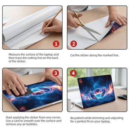 Universal Laptop Skin Sticker Decal, 12"-15.6" Aesthetic Vinyl Wrap, Cosmic Crab Zodiac Waterproof Notebook Cover Art Protector for MacBook HP Dell Lenovo, Fits 13" 14" 15" 15.6" - color: Cosmic Crab Zodiac