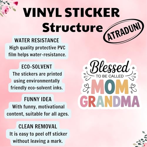 (3Pcs) Blessed to Be Called Mom Sticker Funny Mom Waterproof Vinyl Decals for Books Laptops Phones Tumblers Water Bottles Gifts for Mom Grandma Auntie 2.5"x3" - color: Blessed to Be Called Mom