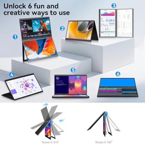 16 Inch Dual Touchscreen Portable Monitor, Laptop Screen Extender, 1920×1200 IPS 99% sRGB, USB-C & HDMI Plug&Play for Mac Windows Office Gaming Travel - size: 16inch touch
