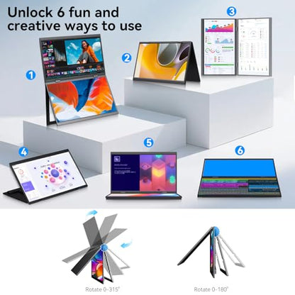 16 Inch Dual Touchscreen Portable Monitor, Laptop Screen Extender, 1920×1200 IPS 99% sRGB, USB-C & HDMI Plug&Play for Mac Windows Office Gaming Travel - size: 16inch touch