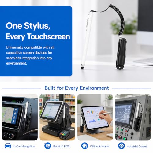 Tounch Screen Pen, Stylus Pen with Tether, High Sensitivity Capacitive Touch Screen Stylus with Holder for Tablet Laptop Mobile Phone GPS