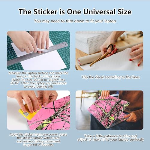 Universal Laptop Skin Sticker with 2 Wrist Pad Skins, Waterproof Scratch Resistant Vinyl Laptop Cover Decal, Cut to Fit for 11–15.6 Inch MacBook HP Dell Lenovo, Pink Camo Tree - color: Pink Camo Tree