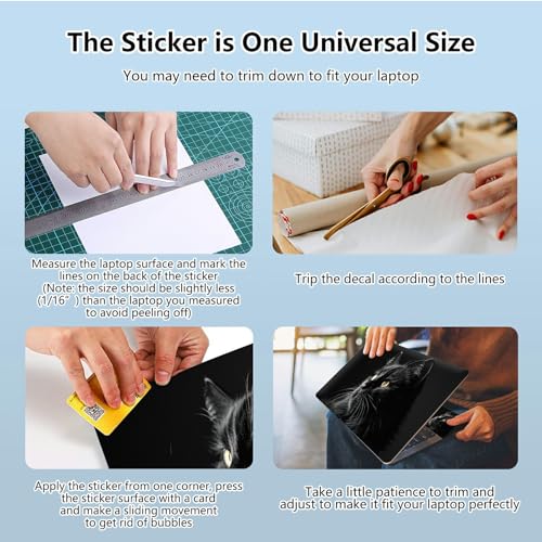 Universal Laptop Skin Sticker with 2 Wrist Pad Skins, Waterproof Scratch Resistant Vinyl Laptop Cover Decal, Cut to Fit for 11–15.6 Inch MacBook HP Dell Lenovo, Black Cat - color: Black Cat