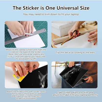 Universal Laptop Skin Sticker with 2 Wrist Pad Skins, Waterproof Scratch Resistant Vinyl Laptop Cover Decal, Cut to Fit for 11–15.6 Inch MacBook HP Dell Lenovo, Black Cat - color: Black Cat