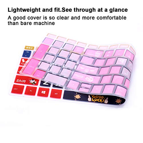 English Silicone Keyboard Cover for HP Envy x360 15.6''Series /2020 2019 Pavilion 15/Pavilion x360 15.6" Series/Envy 17 17.3" Series/Laptop 15t 17t 17-ca0011nr 17-by0040nr,Good Luck - color: Z2-Good Luck