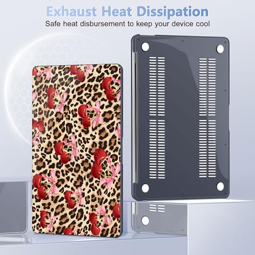 May Chen Compatible with MacBook Air 13 inch Case 2022 2021, 2020-2018 Release Model: M1 A2337 A2179 A1932, Plastic Hard Shell Case Cover for Mabook Air 13 inch with Retina Dispaly, Cherry and cheetah - color: Cherry and cheetah
