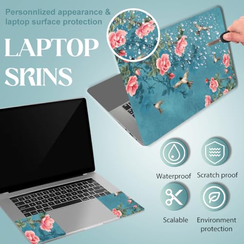 SUPERDANT Laptop Skin Sticker Flower Bird Laptop Decals Personalized Universal Notebook Computer Wrap Vinyl Skin Stickers Cover Art Decal Removable 12-15.6 Inch Scratch-Resistant Gifts Blue Pink - style: Flower Bird